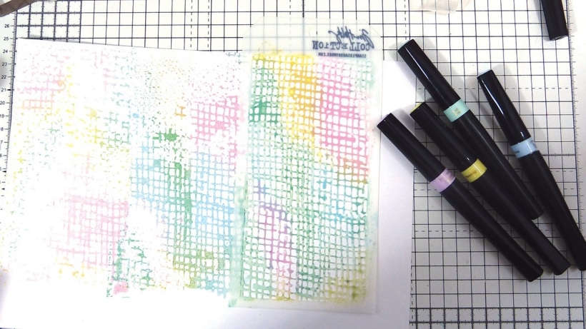 Texture a background with Spectrum Noir Sparkle Pens