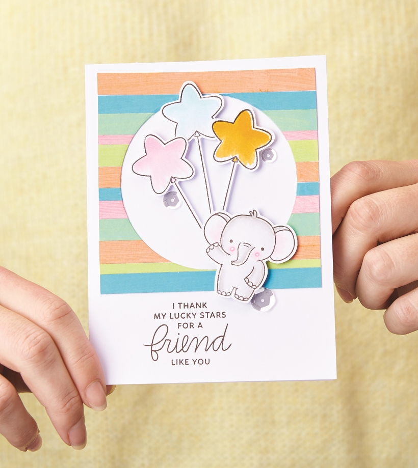 Striped Background Elephant Cards