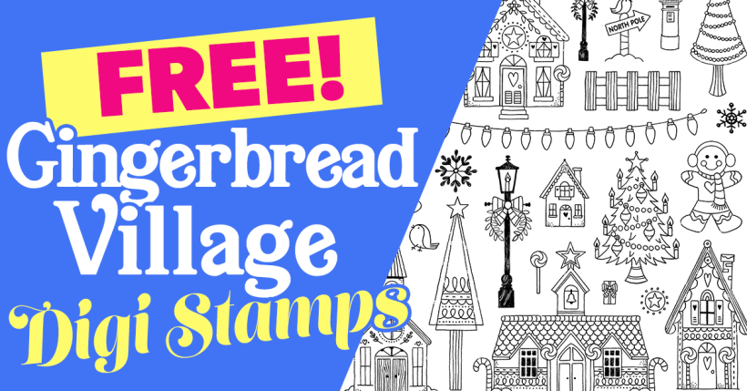 FREE Gingerbread Village Digi Stamps
