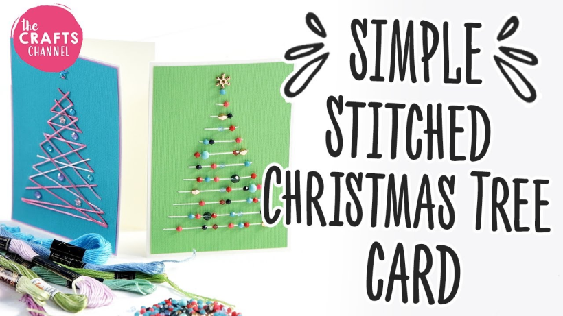 Stitched Christmas Tree Card Template