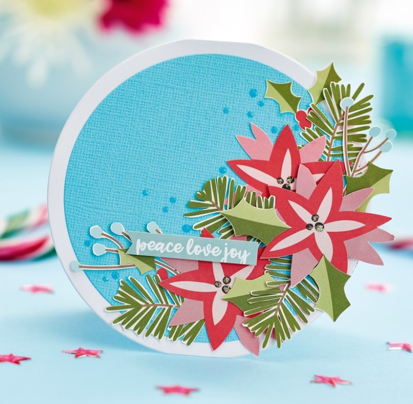 Christmas Poinsettia Circle Card