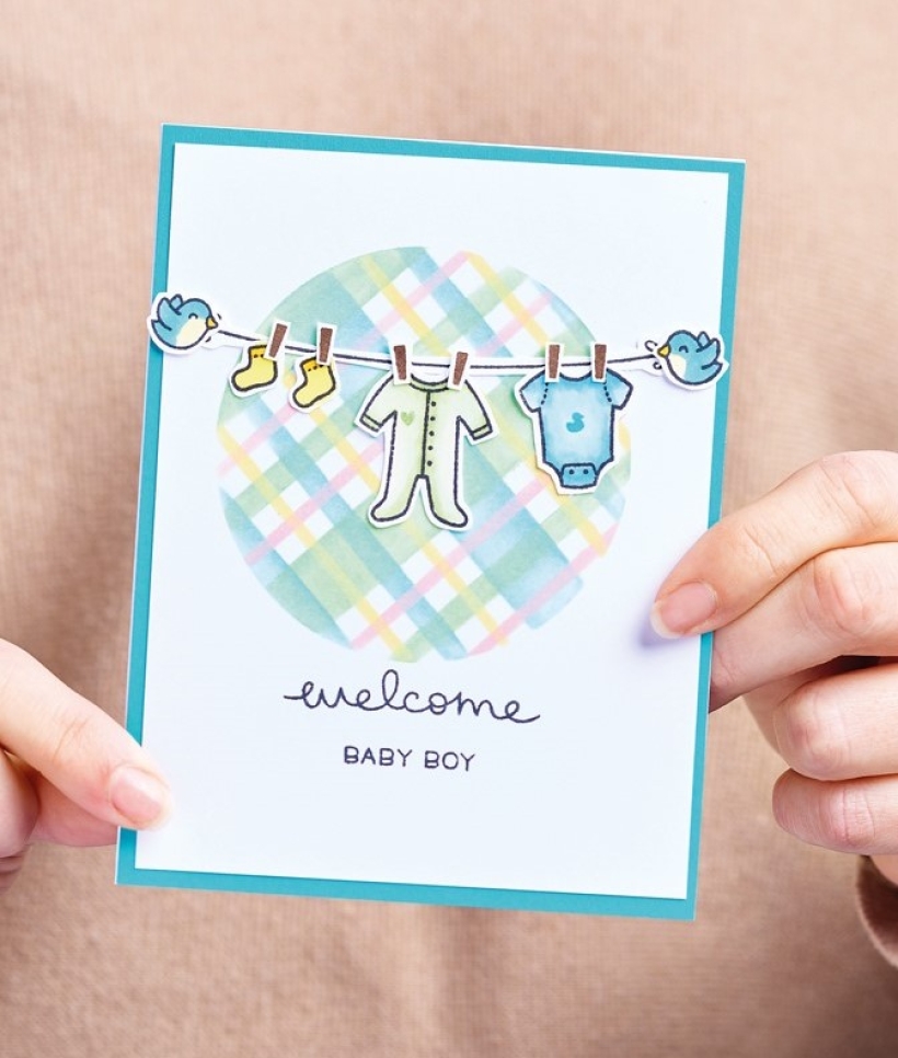 Stencilled New Baby Cards