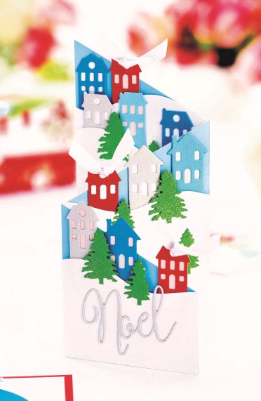 Zig-Zag Fold Christmas Village Card