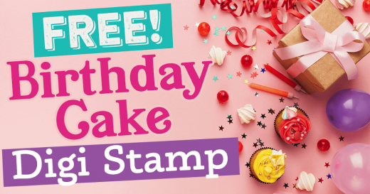Free birthday cake digi stamp