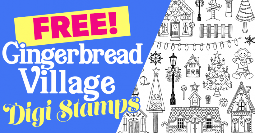 Gingerbread village digi stamps