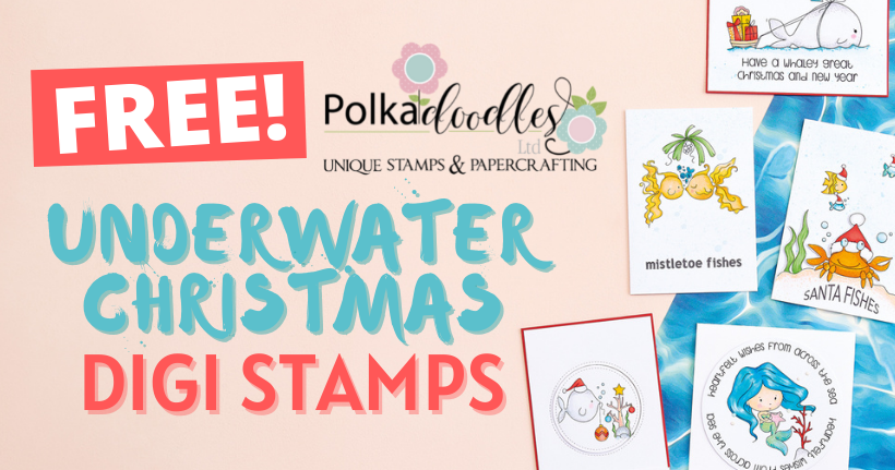 FREE Polkadoodles Underwater Christmas Digi Stamps
